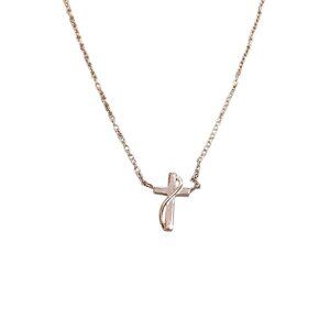 Love This Life Necklace 16” Cross Pendant Charm Sterling Silver 925 Choker Y2K